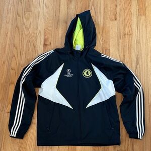 Adidas Chelsea FC UEFA Champions League Black Windbreaker Jacket Size L